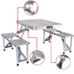 МЕТАЛЛИЧЕСКИЙ РАСКЛАДНОЙ СТОЛ FOLDING TABLE ДЛЯ ПИКНИКА + 4 СТУЛA