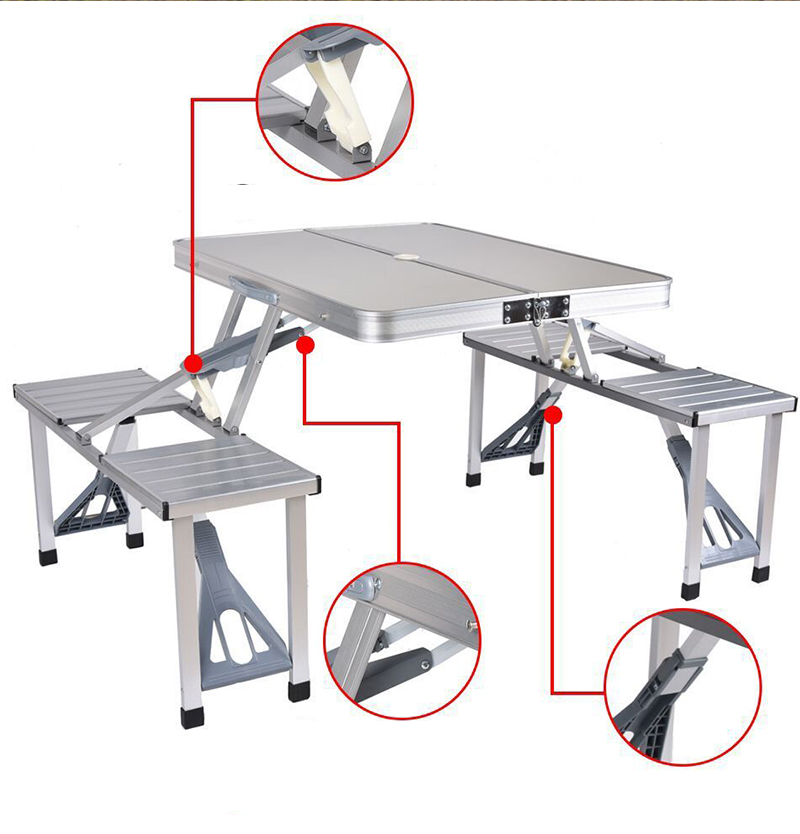 МЕТАЛЛИЧЕСКИЙ РАСКЛАДНОЙ СТОЛ FOLDING TABLE ДЛЯ ПИКНИКА + 4 СТУЛA